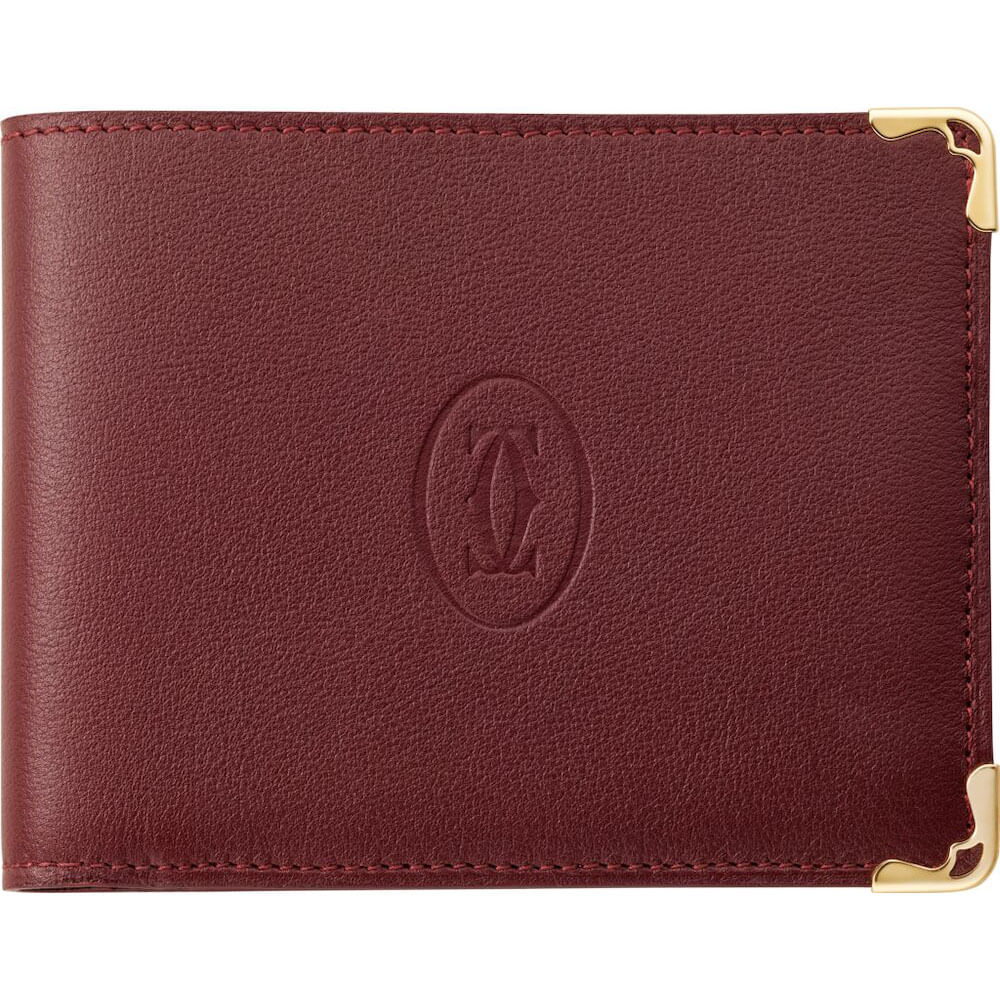 小物 Cartier Must de Cartier Wallet Leather Cartier Must de Cartier Black Leather Card Holder Wallet Made In