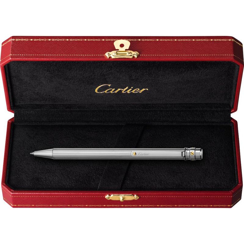 CANETA-ESFEROGRAFICA-SANTOS-DE-CARTIER-DECORACAO-“GODRONS”-BICOLOR