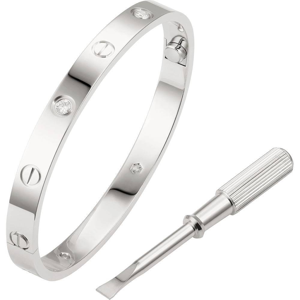 Pulseira LOVE Ouro Branco com 4 Diamantes 0,42ct - Cartier