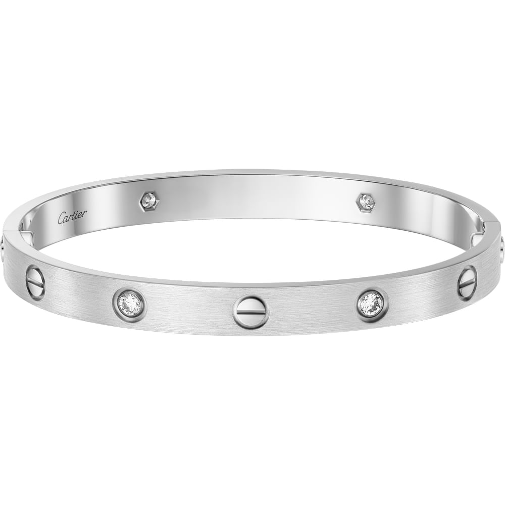 B6080117 PULSEIRA LOVE ESCOVADA, MODELO TRADICIONAL, 4 DIAMANTES