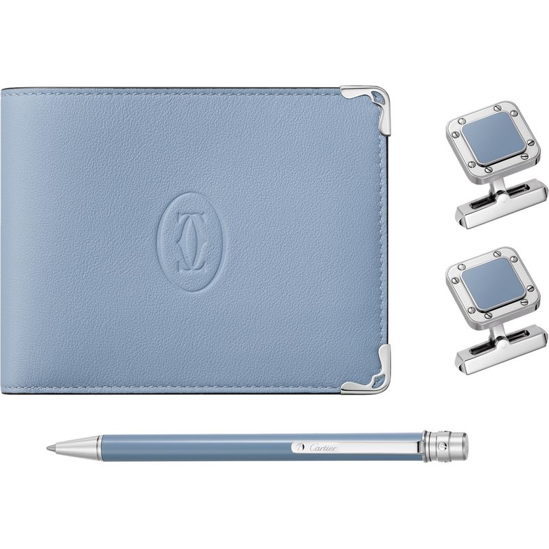 CONJUNTO-DE-ABOTOADURAS-SANTOS-DE-CARTIER-CANETA-E-CARTEIRA