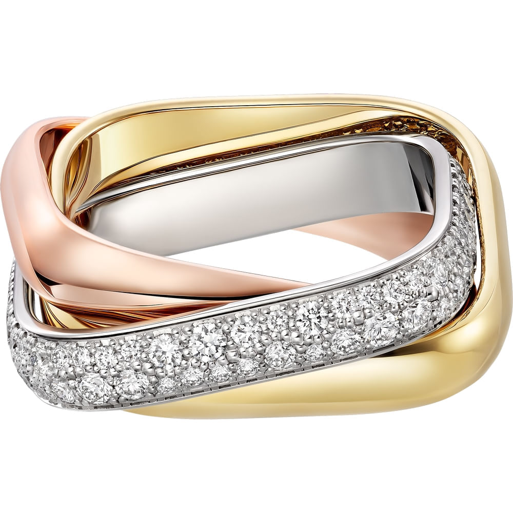 B4241900 ANEL TRINITY BOX, MODELO CLÁSSICO, PAVÉ - Cartier